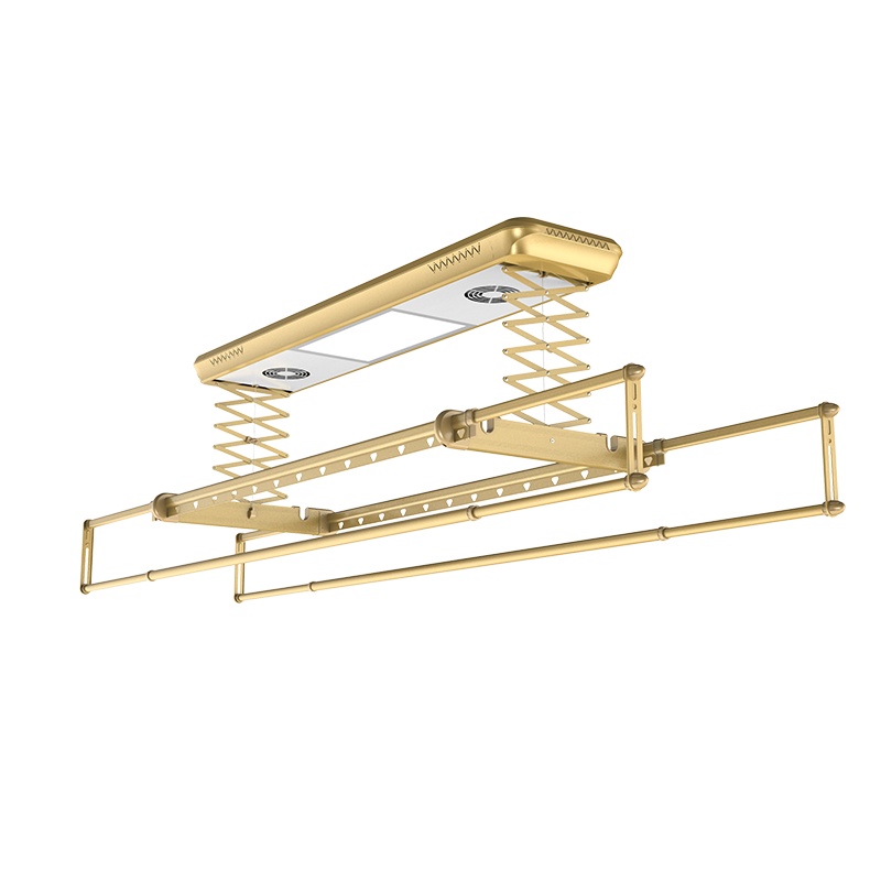 好易点智能晾衣机 阳台升降伸缩晾衣架 四杆照明智能升降风干K32香槟金