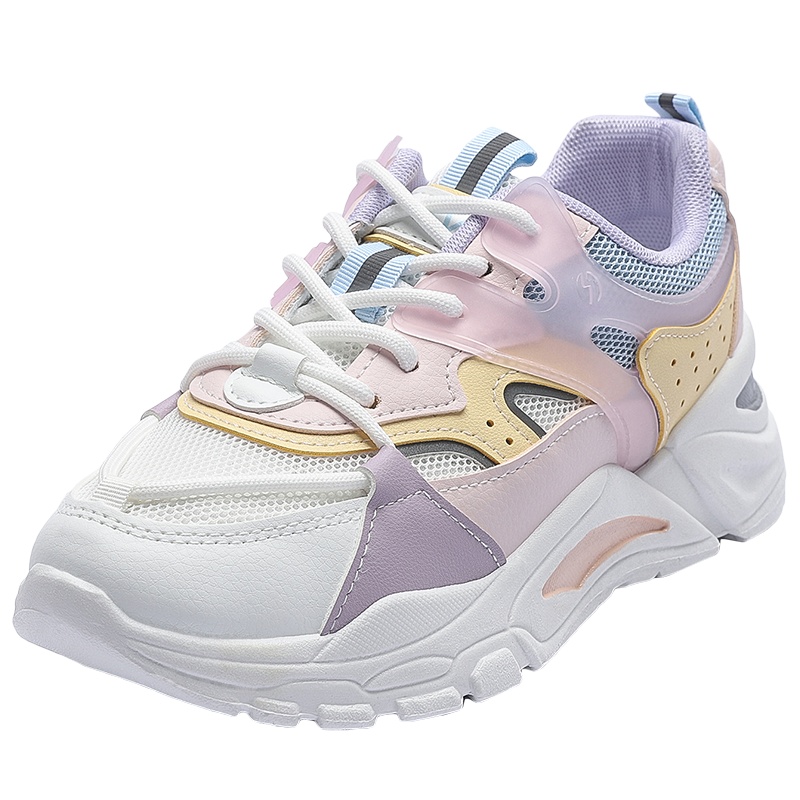 木林森女鞋女士时尚潮流百搭增高网面透气运动鞋老爹鞋女健身跑步鞋女