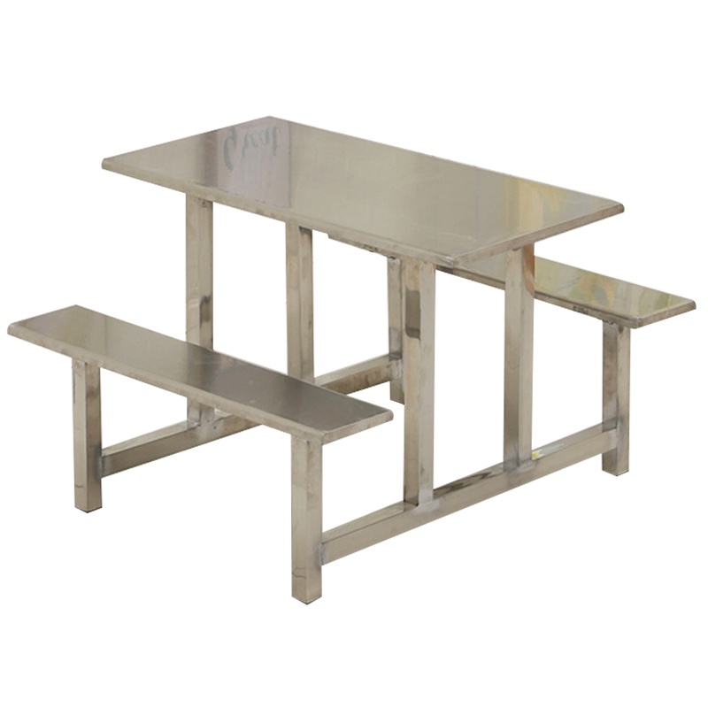 瑞丰杰 4人位不锈钢餐桌椅RJ-CZ014 学校食堂连体餐桌椅1200X600 不锈钢色