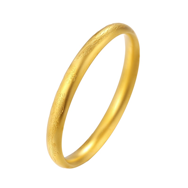 黄金码头 足金999古法金龙凤呈祥手镯送礼婚庆龙凤镯子