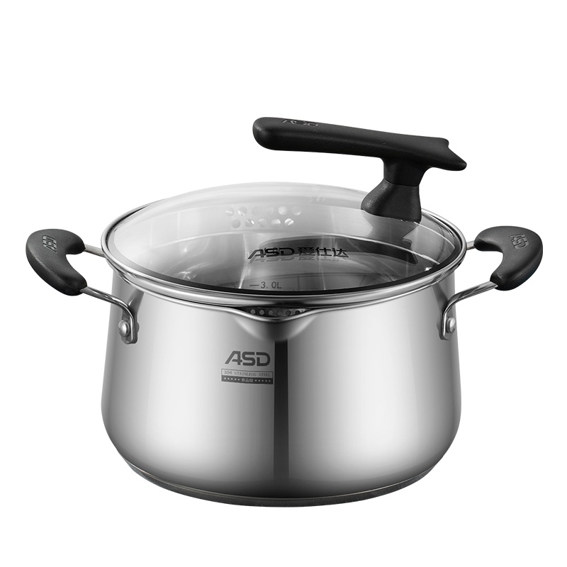 爱仕达汤锅TS20L1Q大容量锅身 304不锈钢磁通复合底 可立式锅盖不锈钢汤锅 防滴漏流嘴20CM