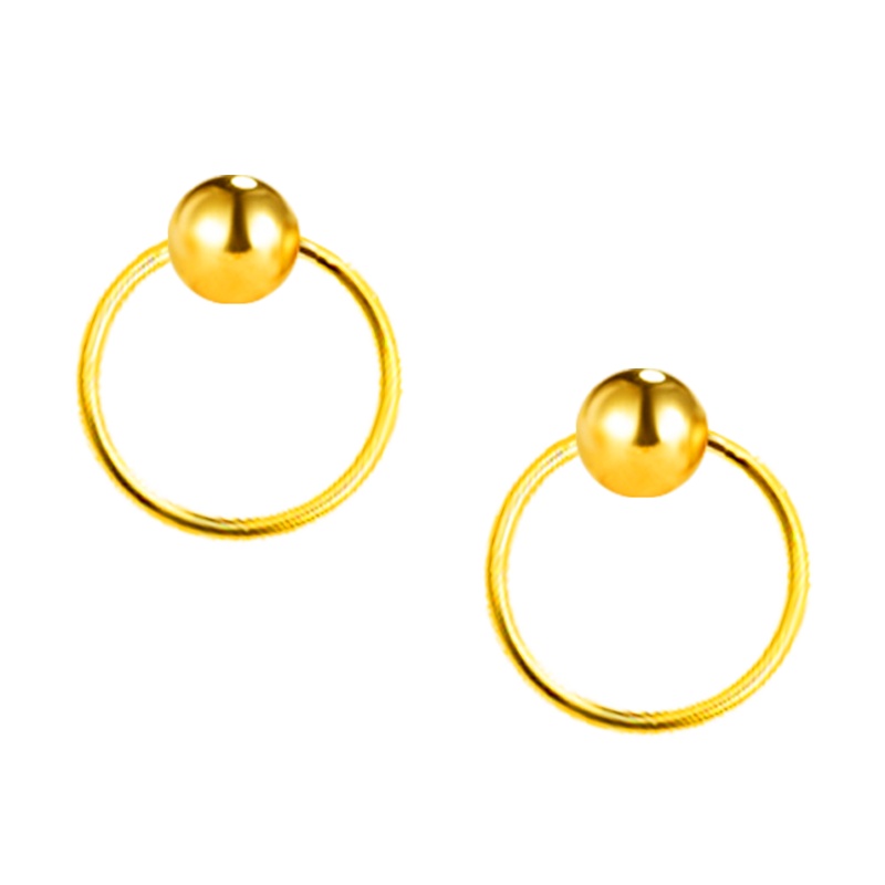 Ryual 18K金耳钉玫瑰金女士耳圈彩金耳骨耳饰 黄金计价款送恋人女友