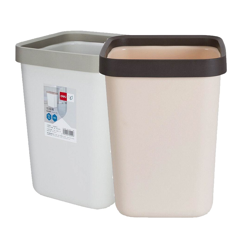 得力(deli) 18821 中号压圈方形垃圾桶 无盖家用办公纸篓 12L XHJ 颜色随机