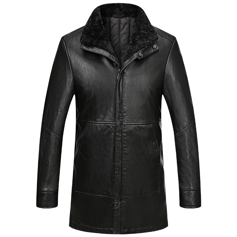 HODO红豆男装2019冬季新款男士羽绒服简约商务仿PU时尚翻领羽绒服男外套