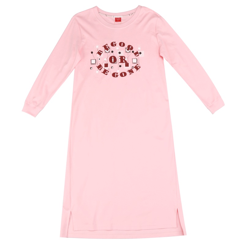 雪仙丽女士睡衣裙子春夏季纯棉长袖宽松时尚长款家居服睡裙可外穿