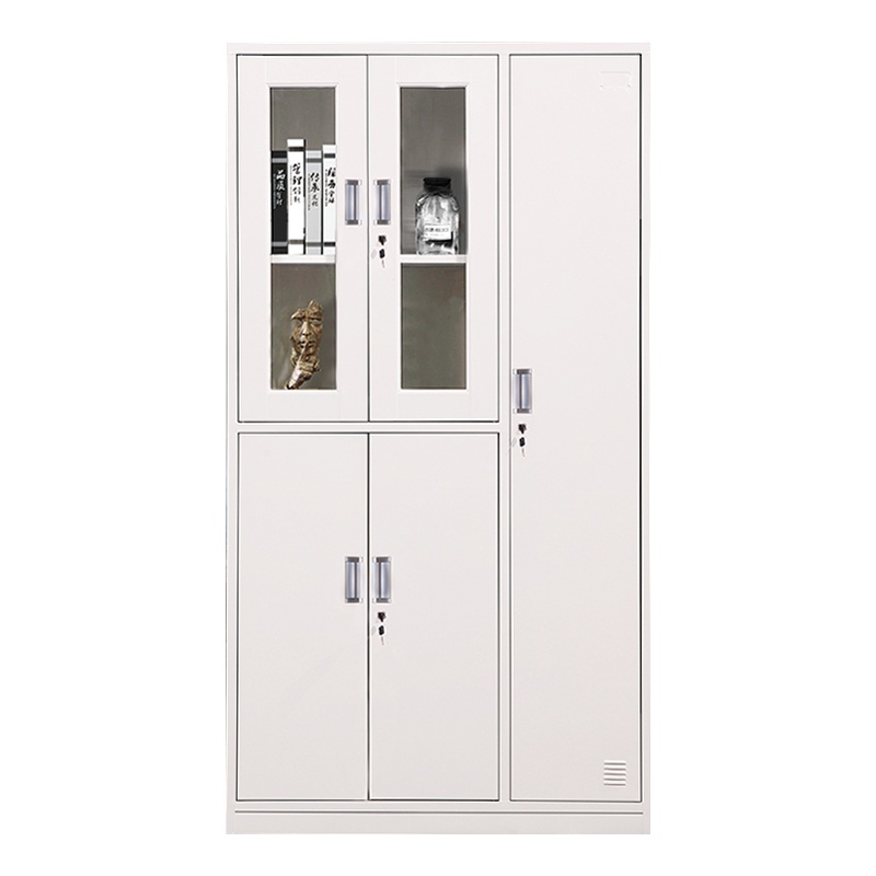 正斌钢制五门玻璃更衣柜员工柜铁皮职工储物柜带锁文件柜鞋柜资料柜子五门玻璃更衣柜