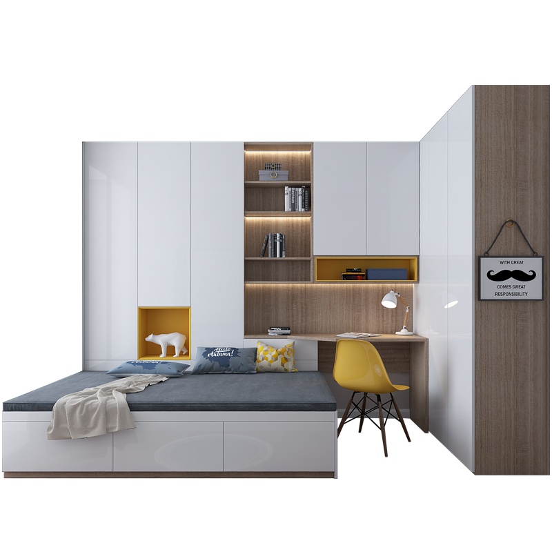 拉迷儿童房间全屋定制小卧室整体榻榻米床衣柜书柜书房衣帽间一体