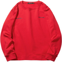 千纸鹤男装红色圆领卫衣男2020春季新款潮流开叉设计上衣男15237