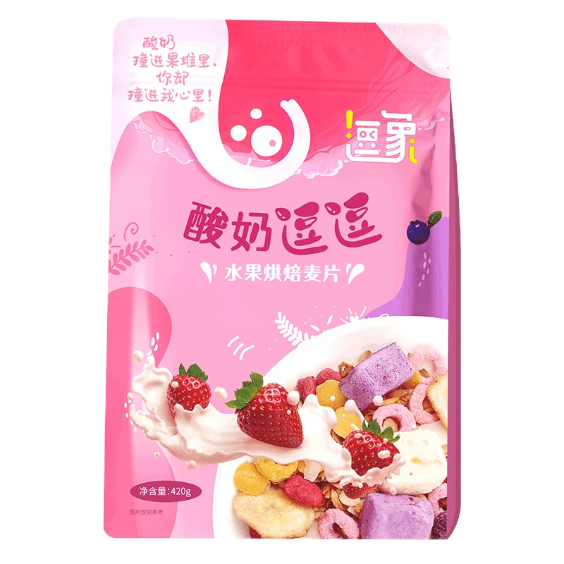 逗象酸奶水果烘焙麦片代餐懒人即食燕麦片速食燕麦谷物冲饮早餐零食干吃420g/袋