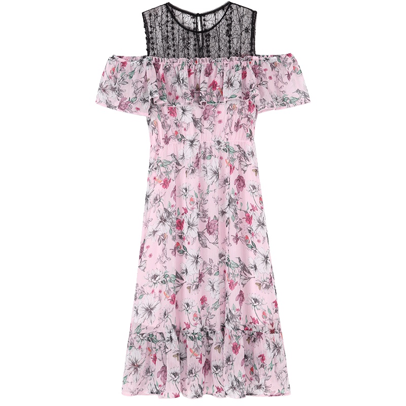 马克华菲女装2019夏新款纱拼接无袖连衣裙 百褶裙