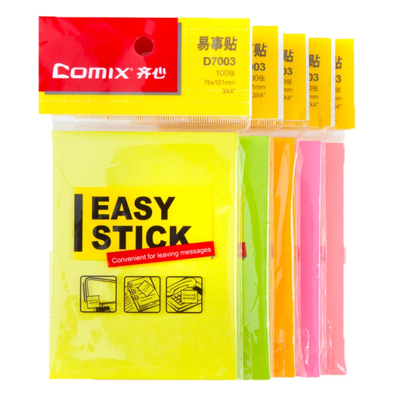 齐心 D7003 荧光纸易事贴 3"*4" 100张