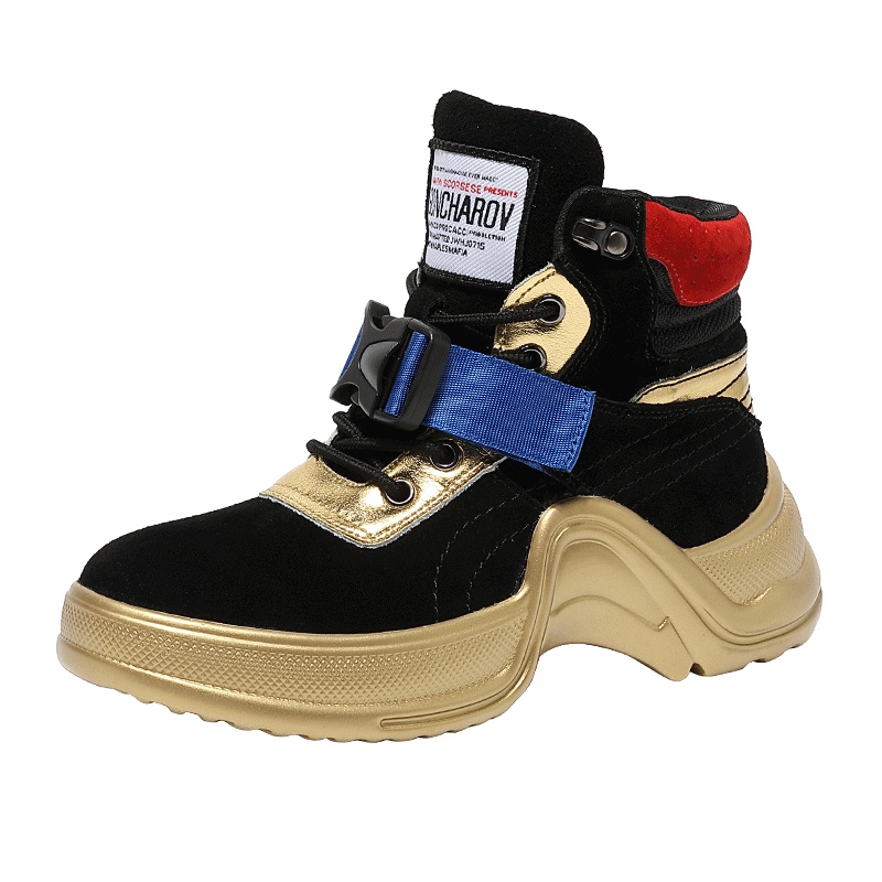 马克华菲女短靴潮靴女靴女休闲鞋套脚高帮女鞋厚底女鞋女机车鞋