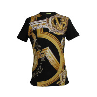 VERSACE 范思哲 奢侈品 男士黑色V领短袖T恤衫 B3GNA76436069899