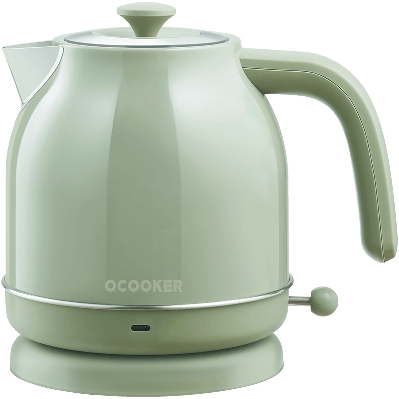 圈厨 电水壶 热水烧水壶复古电热水壶1.7L大容量304不锈钢 进口温控 橄榄绿 不带温度表