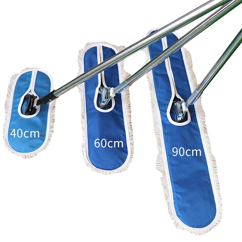 冰禹 BY-6381 蓝白色大堂尘推 平板拖把 加厚粗线棉纱长拖把 厂区宽排拖 90CM带杆