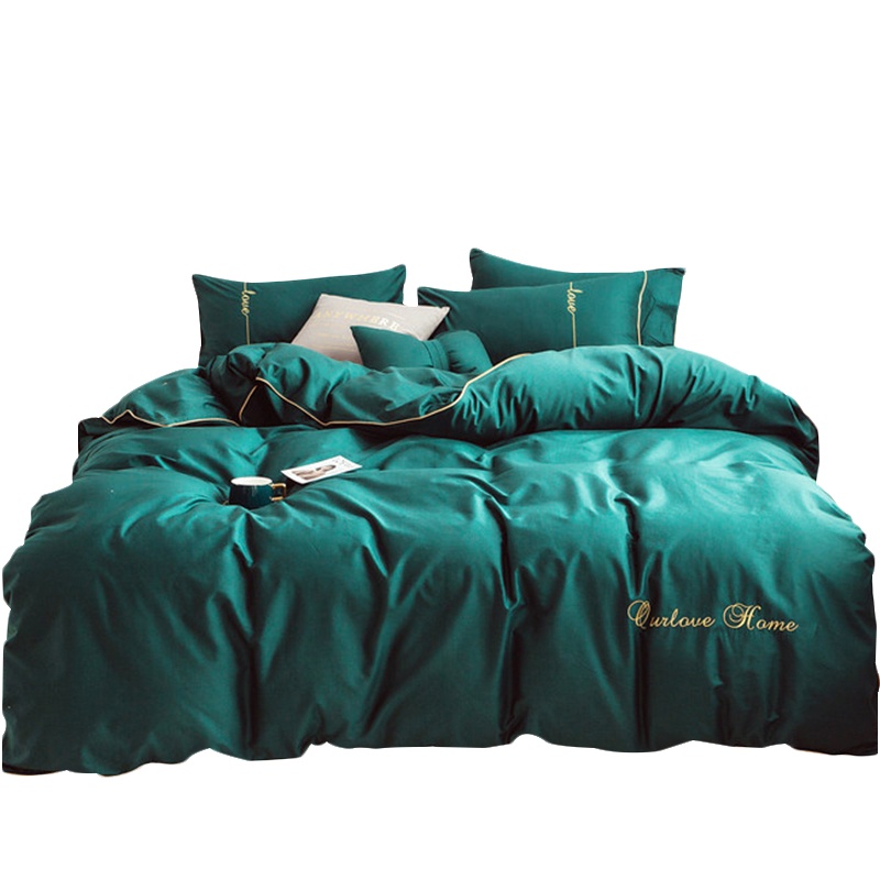 北极绒(Bejirog)家纺 全棉贡缎斜纹绣花纯棉1.5/1.8床被套200*230双人床单款四件套