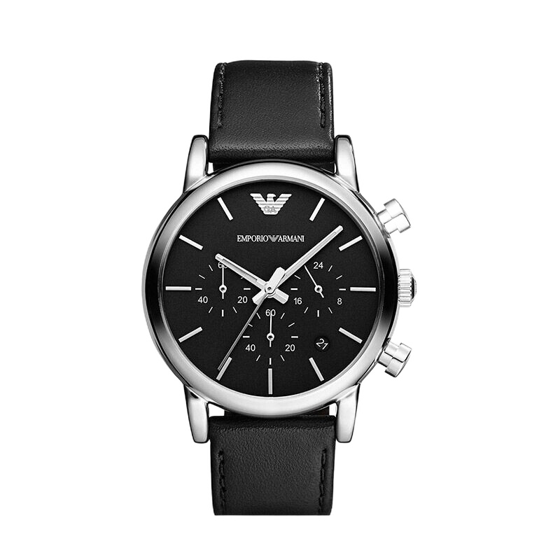 阿玛尼.ARMANI)钢带时尚手表英伦风多功能休闲绅士石英表 皮革多功能男士腕表AR1733