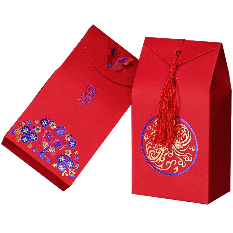 礼盒婚庆喜糖盒纸盒婚礼用品喜糖盒子创意中国风结婚糖果盒喜糖袋 彩金有梦糖盒 大号[40个装]