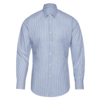 码尚定制MatchU易打理提花衬衫2020春秋新款全棉男士商务休闲衬衫 蓝白条