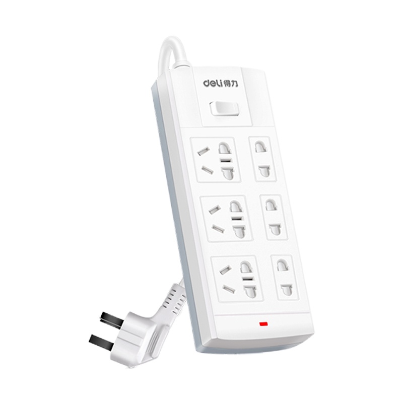 得力(deli)3982 新国标6位组合孔5米 总控开关插座插排插线板接线板 白色