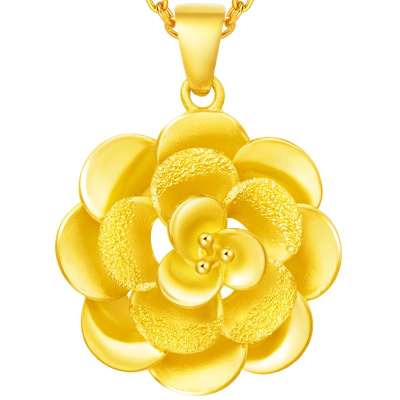 周大福金吊坠珠宝首饰花朵足金金吊坠计价（工费：68元)F161644