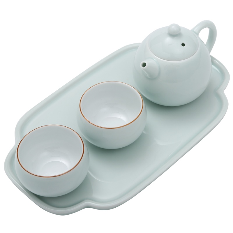 常生源 陶瓷功夫茶具套装 礼品 办公旅行 简约家用 一壶二杯一茶盘 乐尚套组