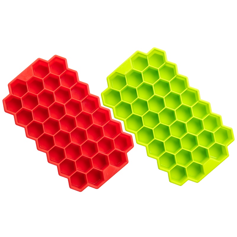 尚烤佳蜂窝硅胶冰格 带盖硅胶冰格 制冰模具 制冰器 冰块格子冰棒 蜂窝创意辅食模 雪糕模具2个装HB-076