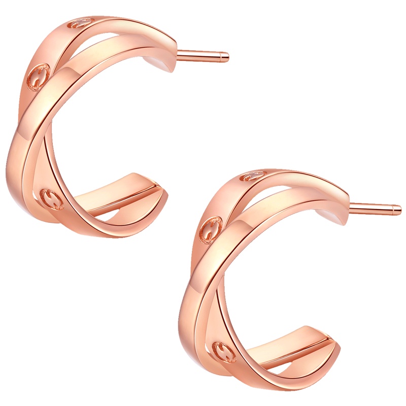 佰色传情BRIR纯银百搭气质玫瑰金色耳钉女简约大气耳饰耳环