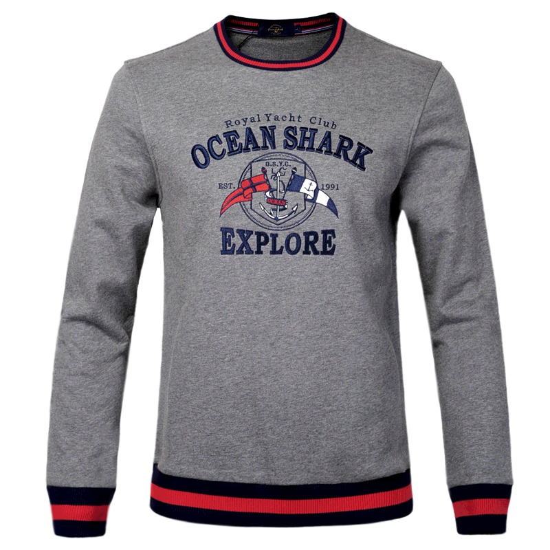 古老鲨鱼新款男士保暖撞色拼接纯棉舒适男士长袖卫衣男