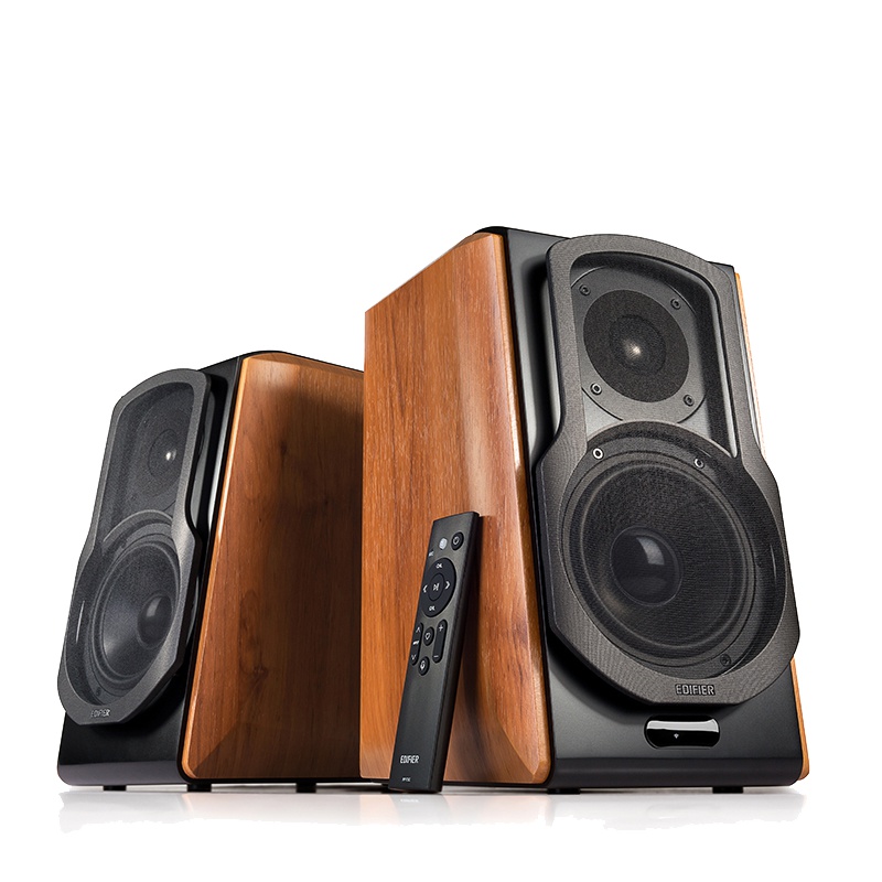 Edifier/漫步者 S1000MA 2.0声道电脑有源音响智能语音无线蓝牙HIFI音箱棕木纹