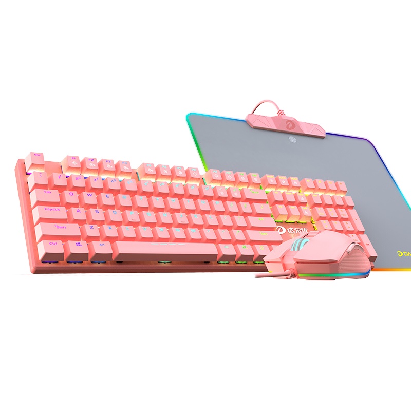 达尔优牧马人键鼠套装游戏键盘鼠标套装真机械键盘RGB黑轴有线吃鸡CF/LOL/吃鸡通用笔记本台式网吧网咖