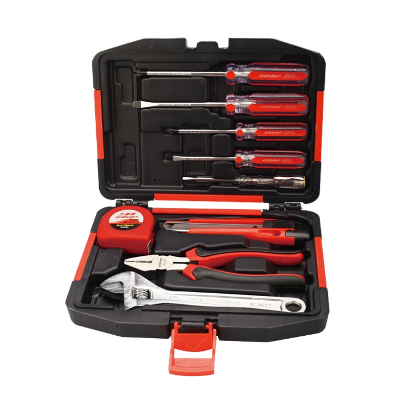 力易得(ENDURA) 9件套家用工具组套 维修组套 手动工具组套 五金工具箱 货号E1106