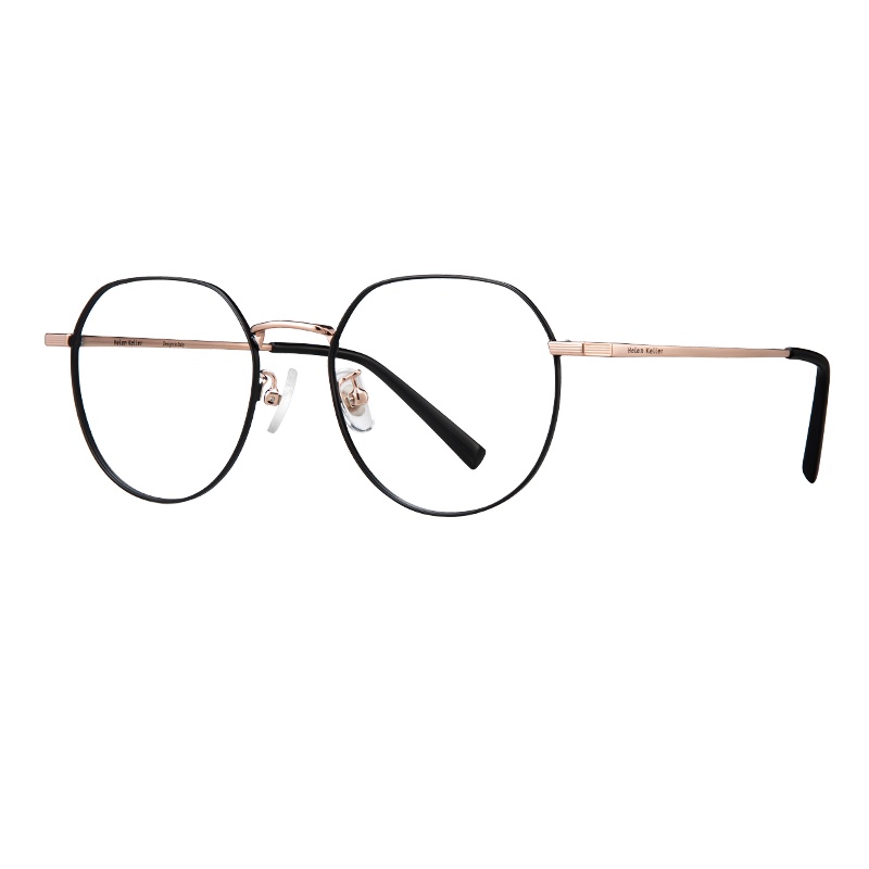 海伦凯勒 新款金属圆框近视眼镜男韩版潮文艺大脸女镜框 H23088