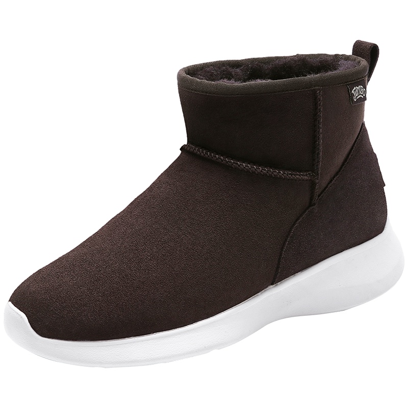 JUMBO简帛2019冬季新款羊皮毛一体男鞋低筒雪地靴男短靴9224