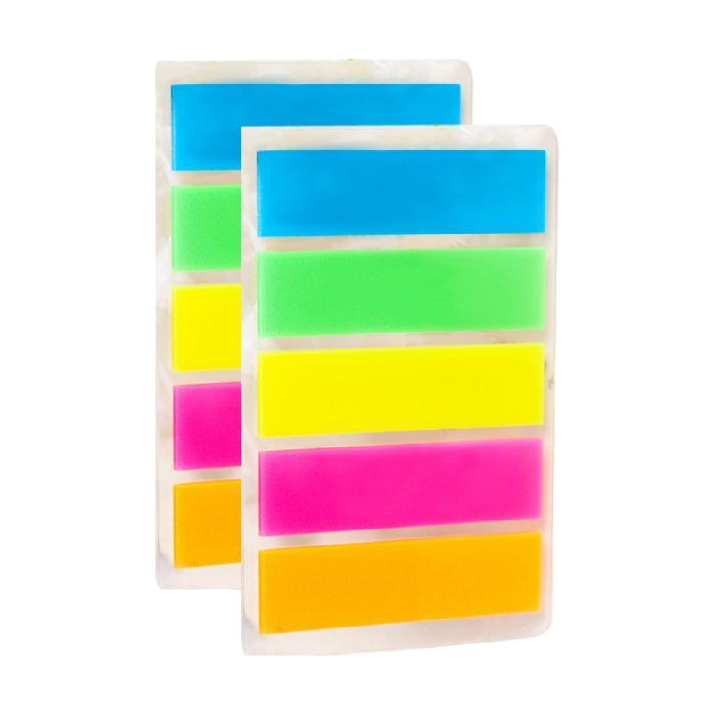 得力(deli) 9063荧光贴标签便签便利贴纸百事指示索引书贴小旁页分类 5色共2包五组装