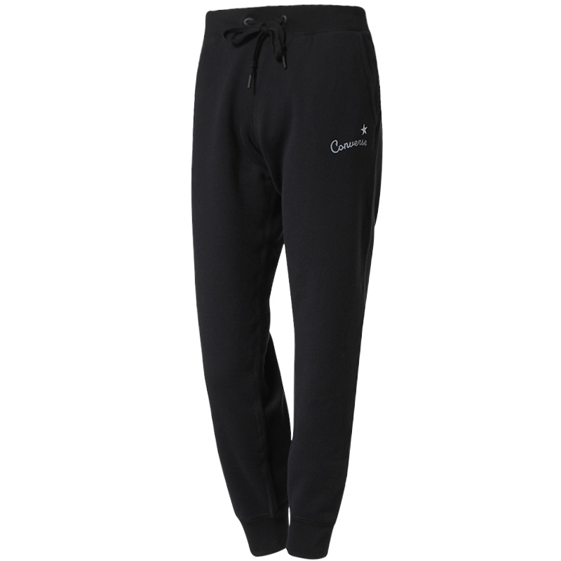 CONVERSE匡威女装修身运动休闲修针织长裤10006437 黑色 L