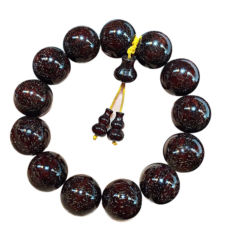 梵心阁印度小叶紫檀佛珠手串18mm 金星高油密老料 野森林泥料檀香木念珠文玩男女款手链