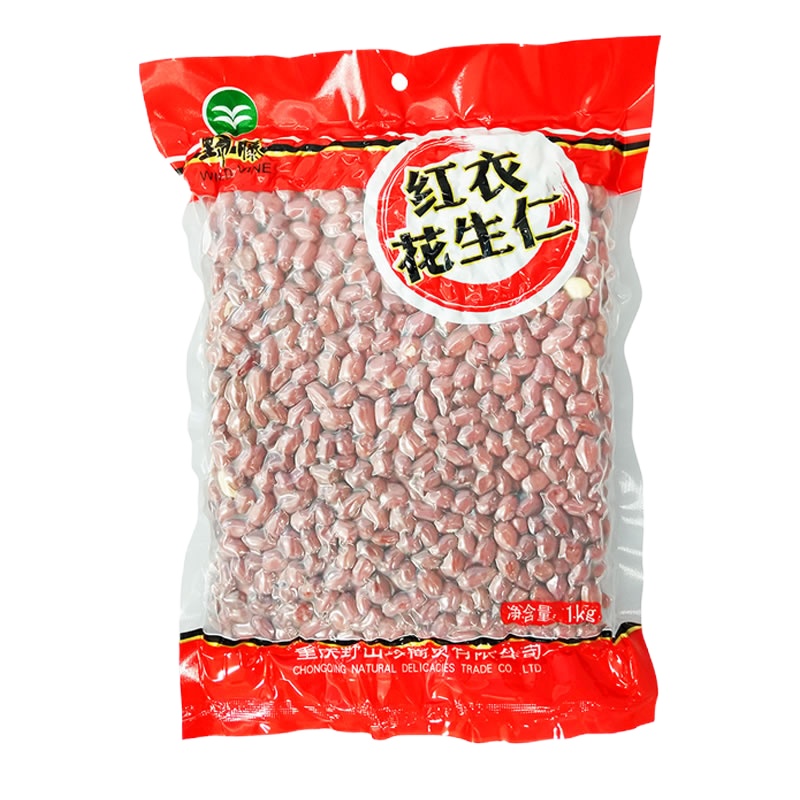 野藤 红衣花生仁 1000g 中粒 红皮 生花生米 无染色 东北 五谷 杂粮 粗粮 真空装 大米伴侣