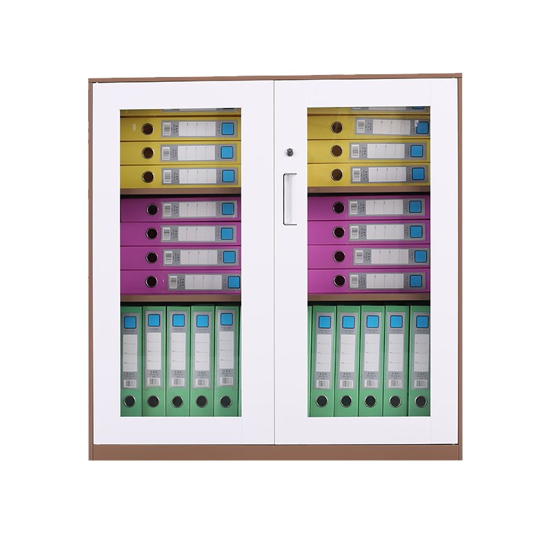 臻远文件柜办公柜钢制铁皮柜资料档案储物柜拆装窄边柜咖白色加厚款 925对开玻柜