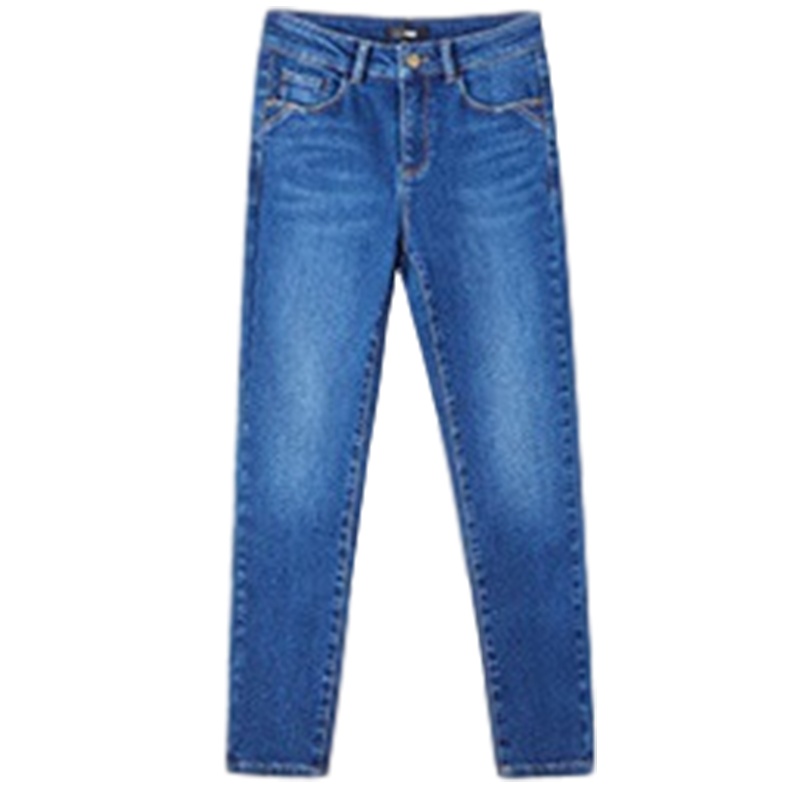 拉夏贝尔显瘦高腰百搭休闲时尚小脚牛仔裤