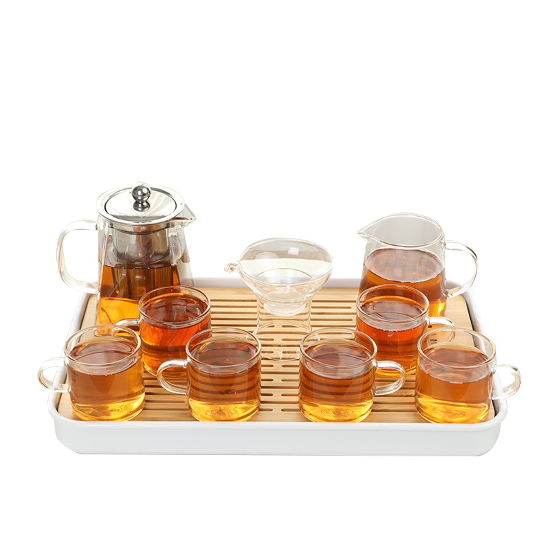 唐宏坊 耐热玻璃茶具套装家用带过滤功夫茶具耐高温透明加厚玻璃花茶壶公道杯茶杯泡茶组合办公室品茶杯子套装