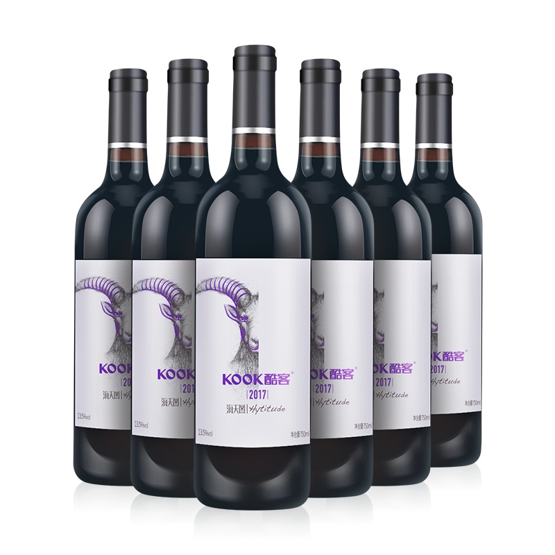酷客KOOK红酒 海天图干红葡萄酒13.5度 红葡萄酒干型 750mL*6瓶整箱装