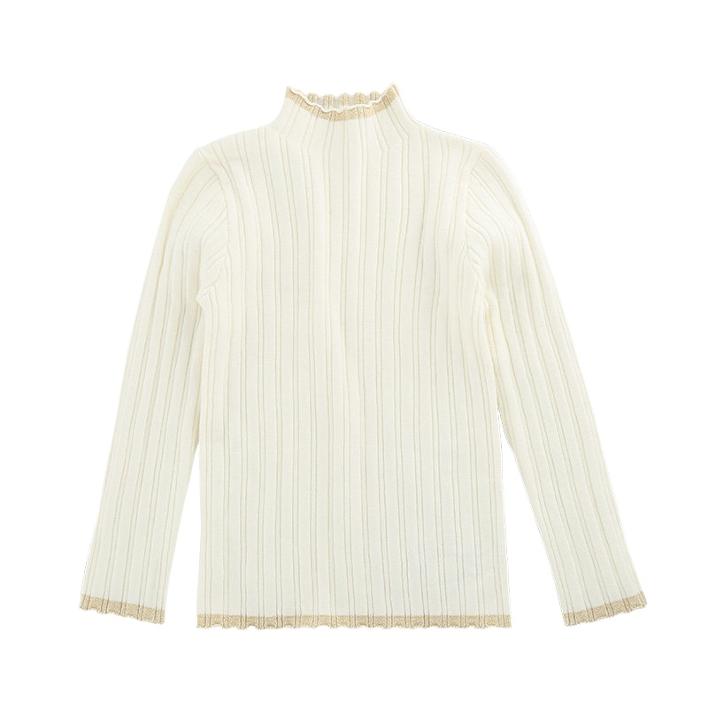 高梵童装2019反季纯色波纹立领儿童针织毛衫女童正品洋气毛衣