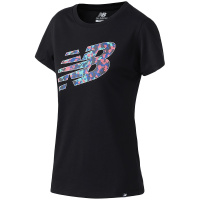【自营】New Balance/NB女短袖T恤针织圆领休闲运动上衣AWT81574 AWT81574-BK黑色 L
