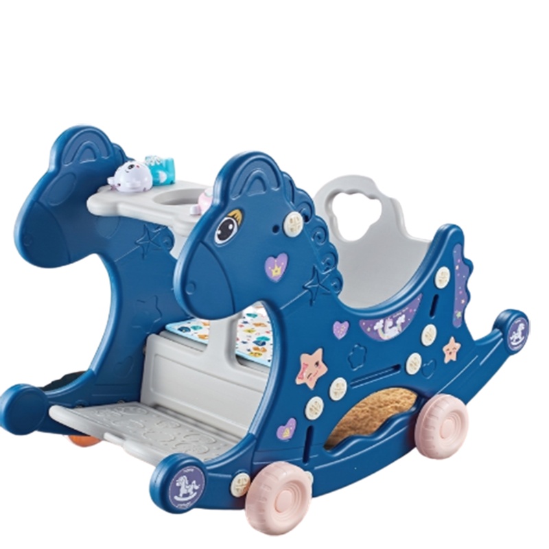 木马儿童摇马宝宝摇摇马两用智扣婴幼儿摇椅摇摇车1一岁宝宝玩具礼物 三合一摇摇椅-蓝-座椅-摇摇车-滑行车