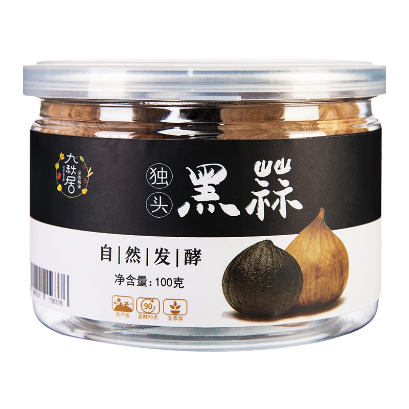 九秋居干货独头黑蒜100g/罐山东黑大蒜出口级零食即食实惠装特级