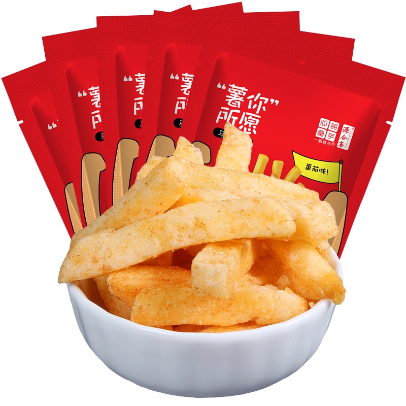 一品巷子 番茄味薯条100g*5袋 网红办公室休闲零食西红柿味薯条小吃