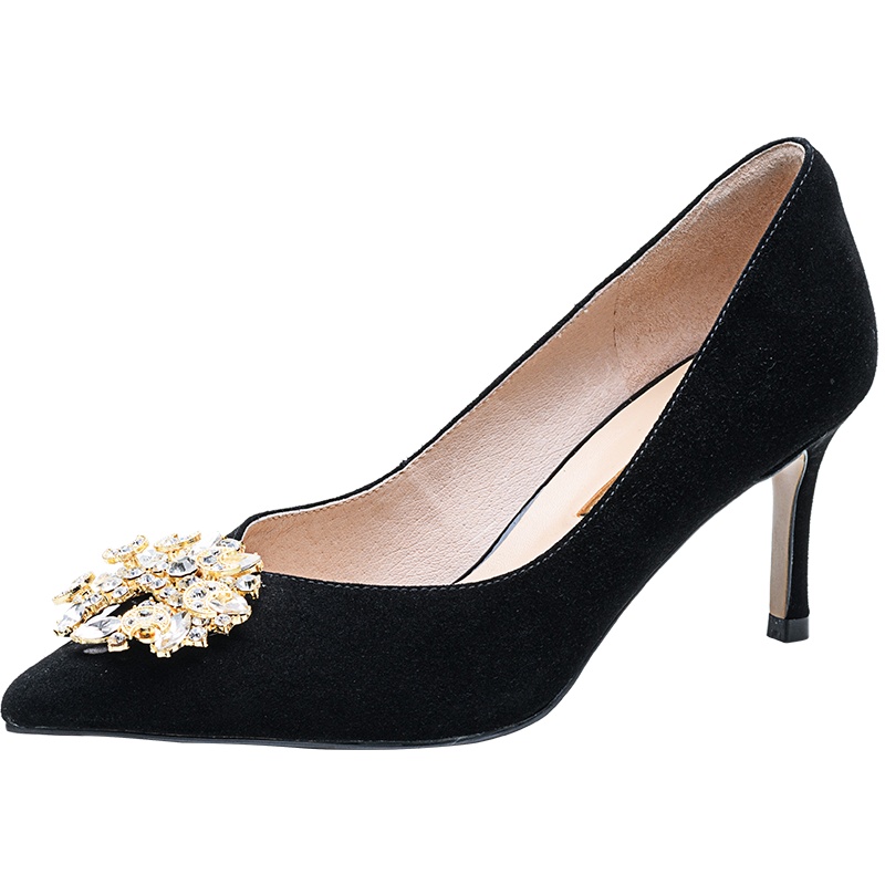 百田森2021春新款晚礼服高跟鞋设计感小众细跟婚宴时尚水钻单鞋女