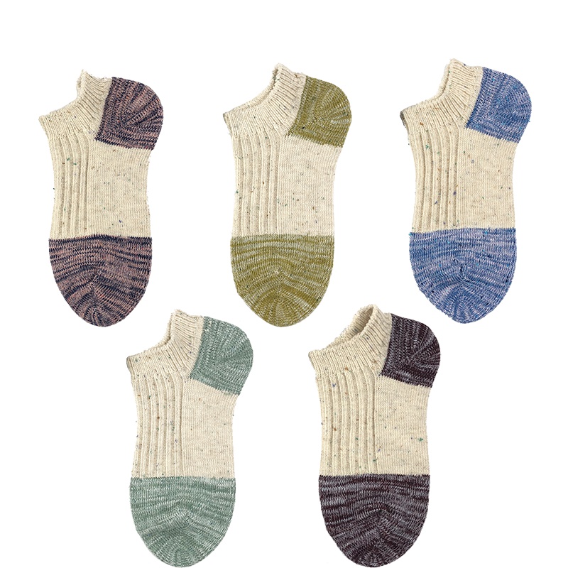 Heheng·和亨 2019年秋季新款粗针拼接双针秋冬短袜船袜男女情侣棉袜