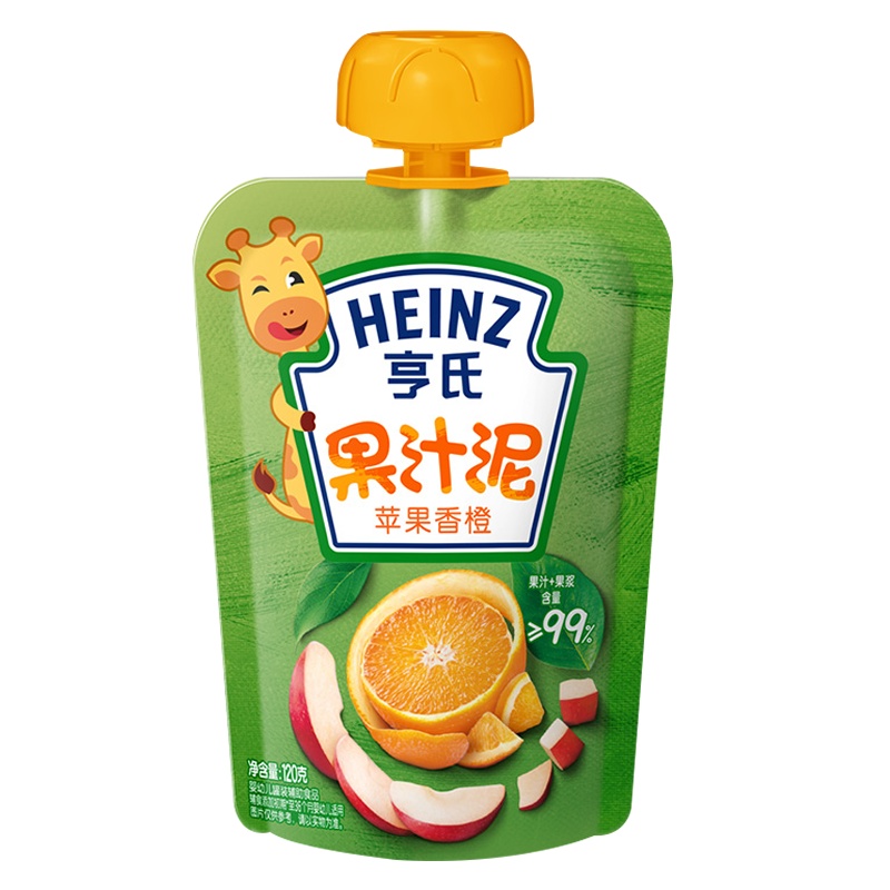 亨氏(Heinz)乐维滋果汁泥果泥苹果香橙120g 亨氏果泥婴儿果泥吸吸乐 宝宝水果泥辅食宝宝营养零食果汁泥